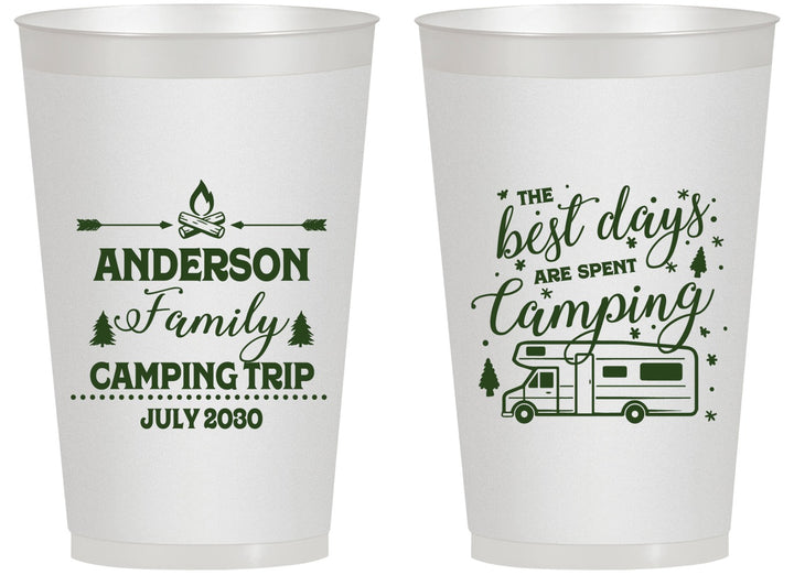 Personalized Family Vacation 14 oz Frosted Cups - Camping Trip | 180017