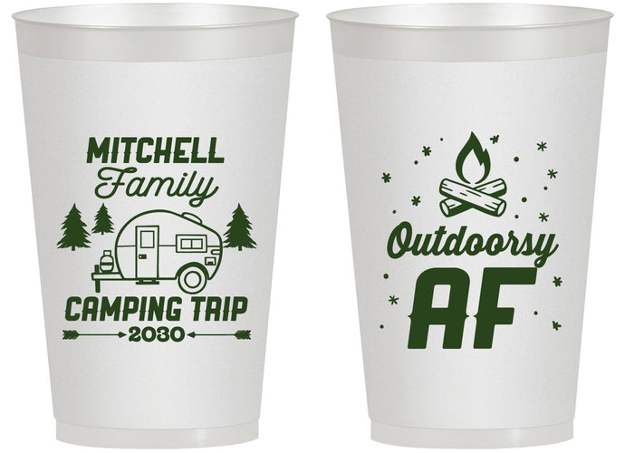 Personalized Family Vacation 14 oz Frosted Cups - Camping Trip | 180018