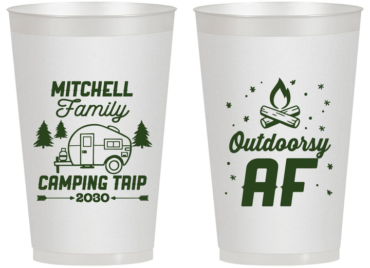 Personalized Family Vacation 14 oz Frosted Cups - Camping Trip | 180018