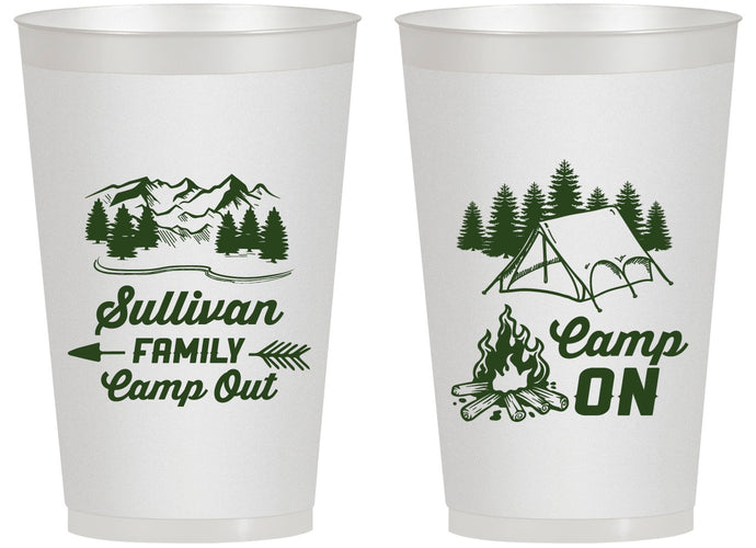 Personalized Family Vacation 14 oz Frosted Cups - Family Camp Out | 180019