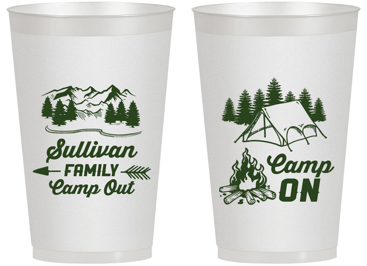 Personalized Family Vacation 14 oz Frosted Cups - Family Camp Out | 180019