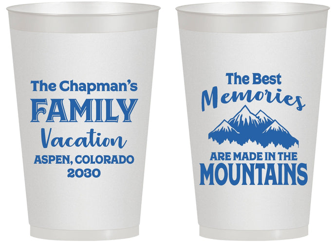 Personalized Family Vacation 14 oz Frosted Cups - Mountains | 180021