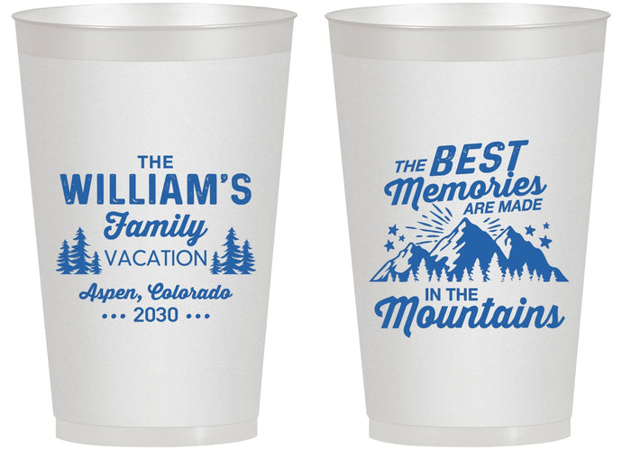 Personalized Family Vacation 14 oz Frosted Cups - Mountains | 180022