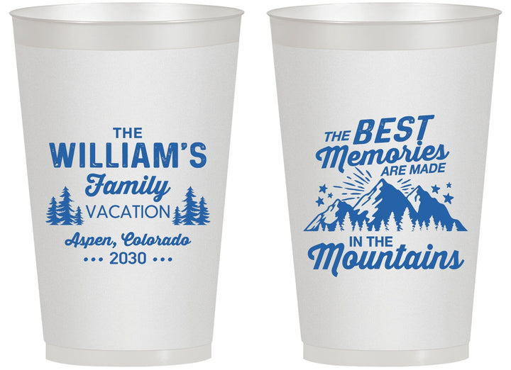 Personalized Family Vacation 14 oz Frosted Cups - Mountains | 180022