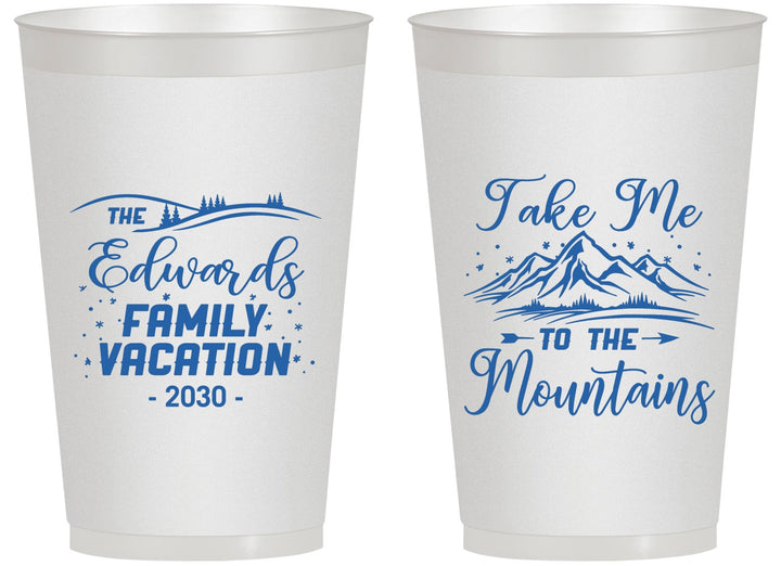 Personalized Family Vacation 14 oz Frosted Cups - Mountains | 180024