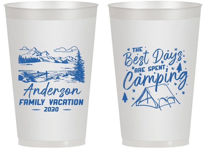 Personalized Family Vacation 14 oz Frosted Cups - Camping Trip | 180025