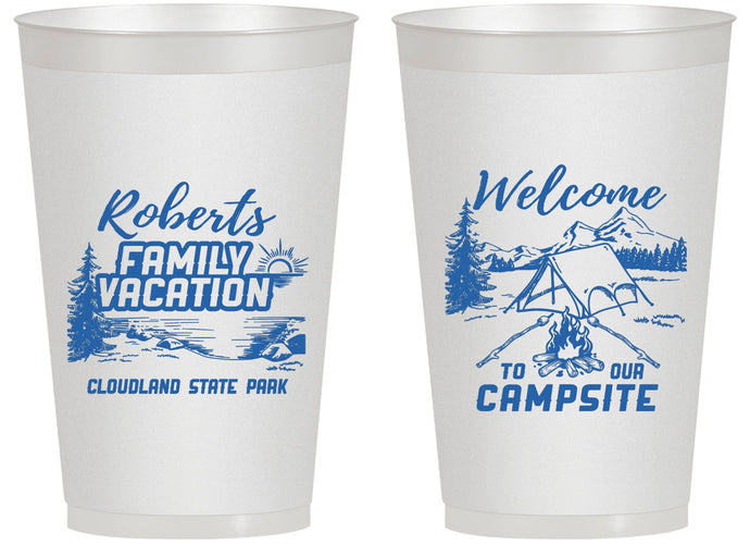 Personalized Family Vacation 14 oz Frosted Cups - Camping Trip | 180026