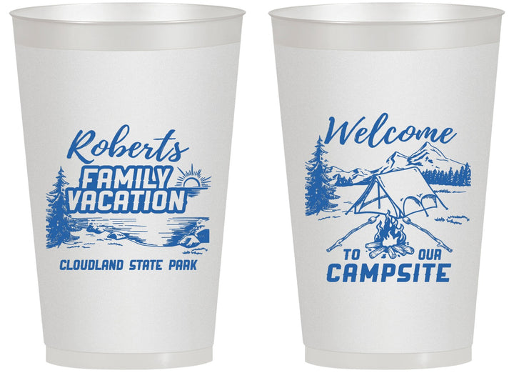 Personalized Family Vacation 14 oz Frosted Cups - Camping Trip | 180026