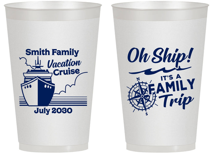 Personalized Family Vacation 14 oz Frosted Cups - Oh Ship Cruise | 180030