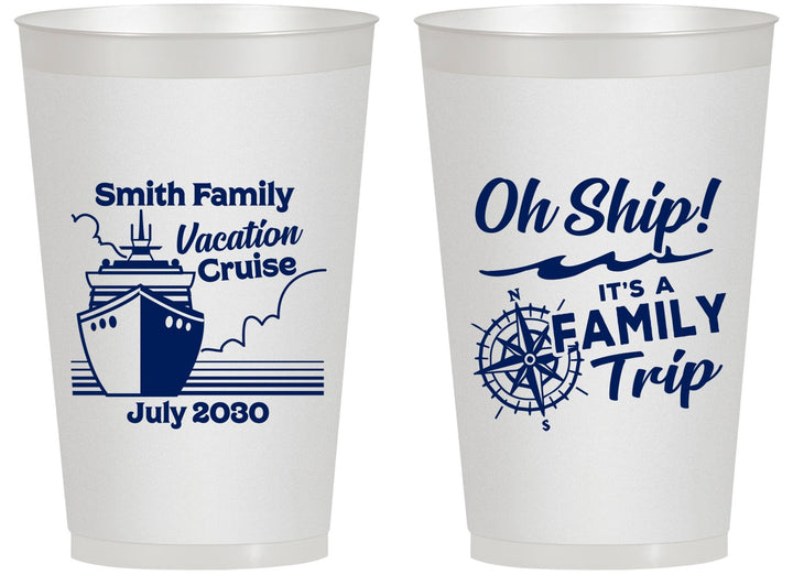 Personalized Family Vacation 14 oz Frosted Cups - Oh Ship Cruise | 180030