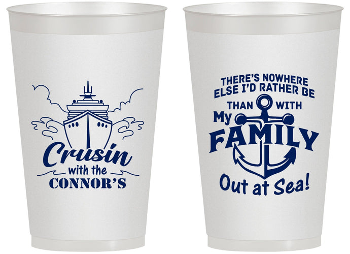 Personalized Family Vacation 14 oz Frosted Cups - Nautical Cruise | 180031