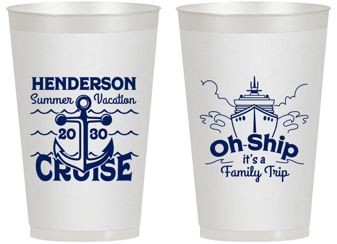 Personalized Family Vacation 14 oz Frosted Cups - Oh Ship Cruise | 180032