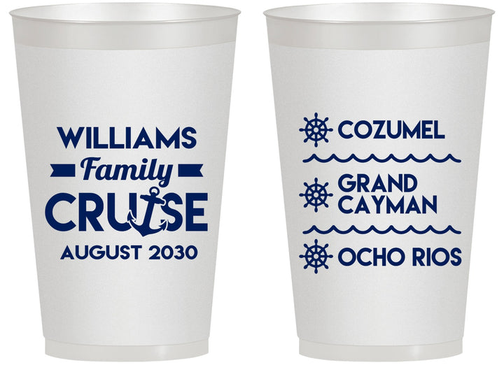 Personalized Family Vacation 14 oz Frosted Cups - Nautical Cruise | 180034