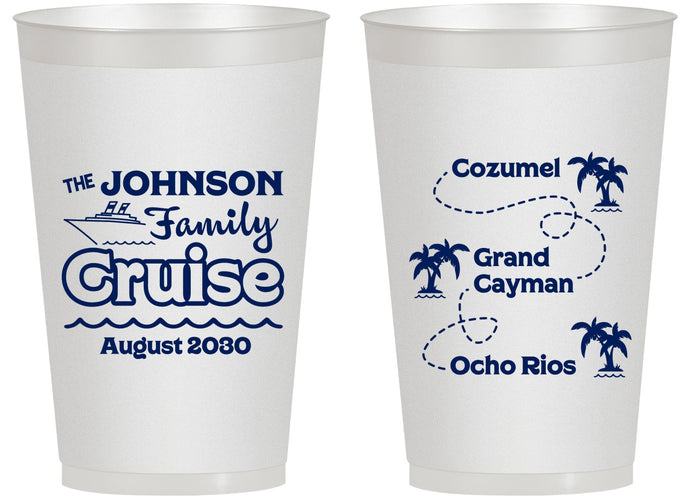 Personalized Family Vacation 14 oz Frosted Cups - Cruise Ship | 180035