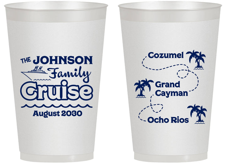 Personalized Family Vacation 14 oz Frosted Cups - Cruise Ship | 180035