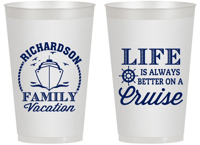 Personalized Family Vacation 14 oz Frosted Cups - Cruise Ship | 180036