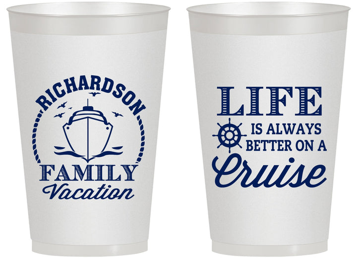 Personalized Family Vacation 14 oz Frosted Cups - Cruise Ship | 180036