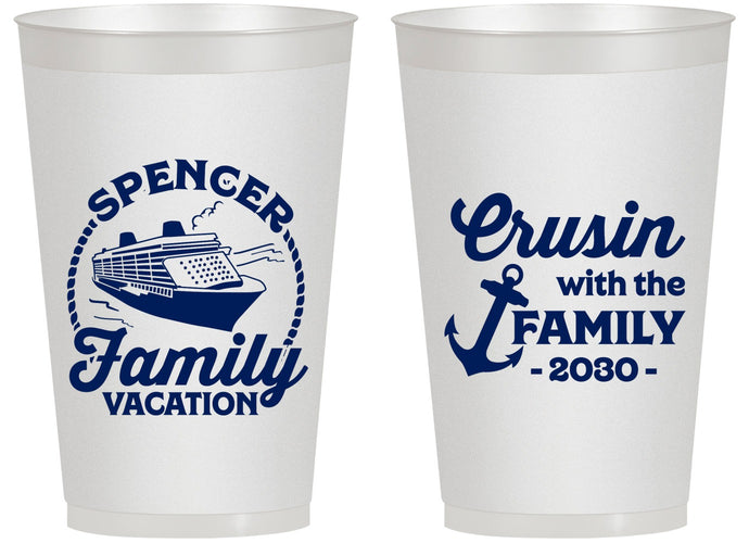 Personalized Family Vacation 14 oz Frosted Cups - Cruisin Ship | 180037