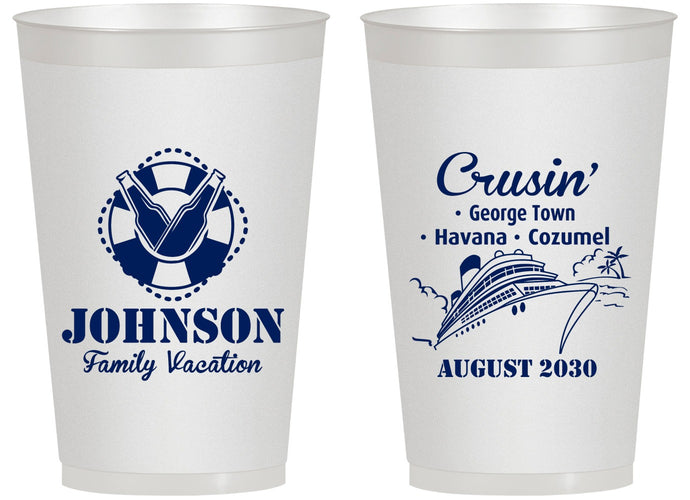Personalized Family Vacation 14 oz Frosted Cups - Cruisin Ship | 180039