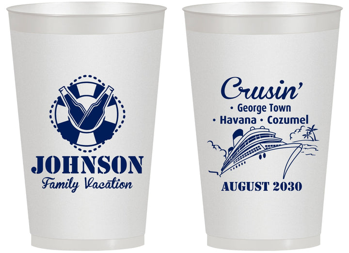 Personalized Family Vacation 14 oz Frosted Cups - Cruisin Ship | 180039