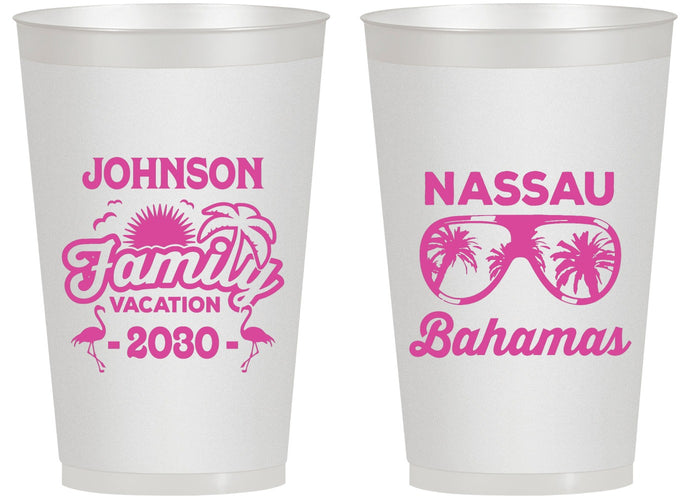 Personalized Family Vacation 14 oz Frosted Cups - Bahamas | 180041