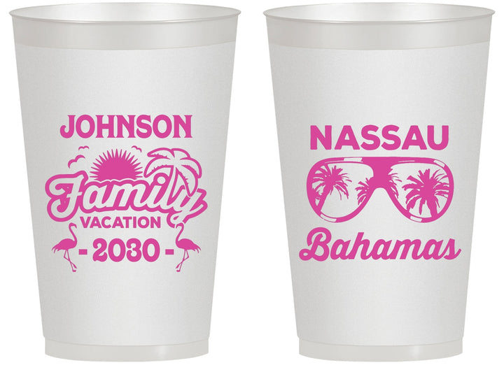Personalized Family Vacation 14 oz Frosted Cups - Bahamas | 180041