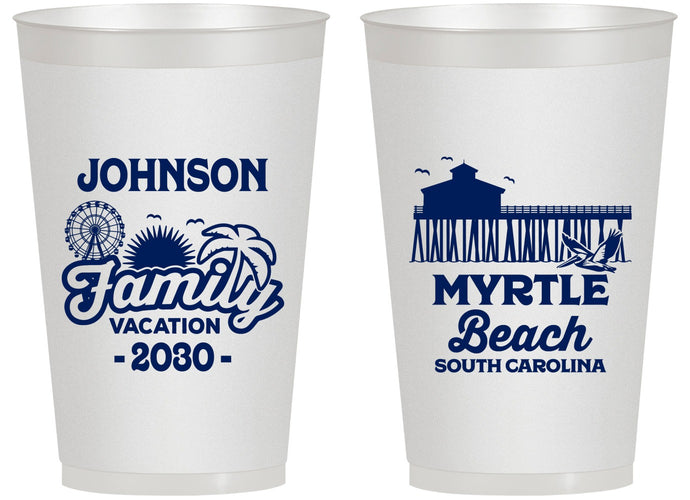 Personalized Family Vacation 14 oz Frosted Cups - Myrtle Beach | 180045