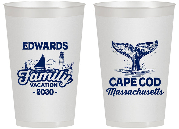 Personalized Family Vacation 14 oz Frosted Cups - Cape Cod | 180046
