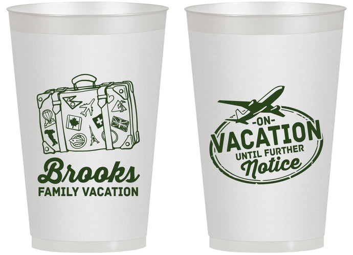 Personalized Family Vacation 14 oz Frosted Cups - Road Trip Plane | 180052