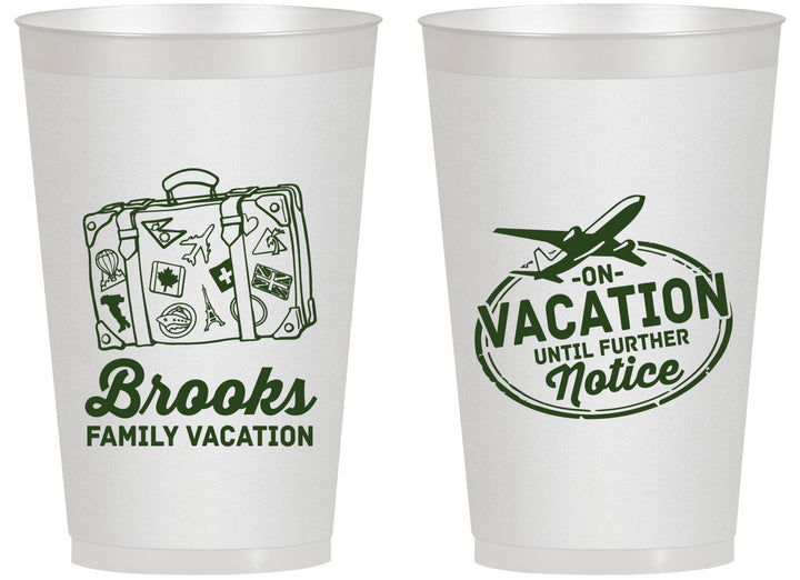 Personalized Family Vacation 14 oz Frosted Cups - Road Trip Plane | 180052