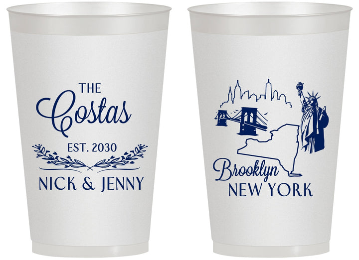 Personalized Wedding 14 oz Frosted Cups - New  York | 181