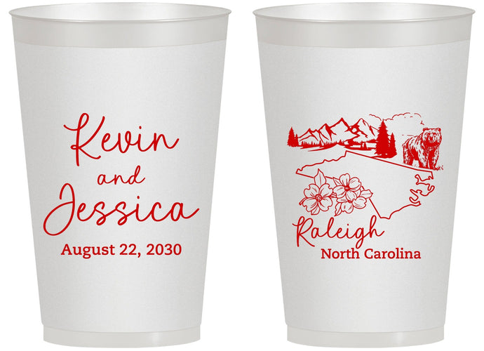 Personalized Wedding 14 oz Frosted Cups - North Carolina | 182