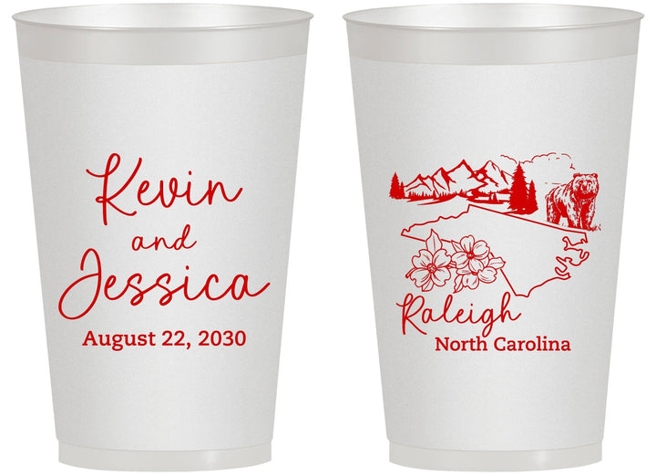 Personalized Wedding 14 oz Frosted Cups - North Carolina | 182