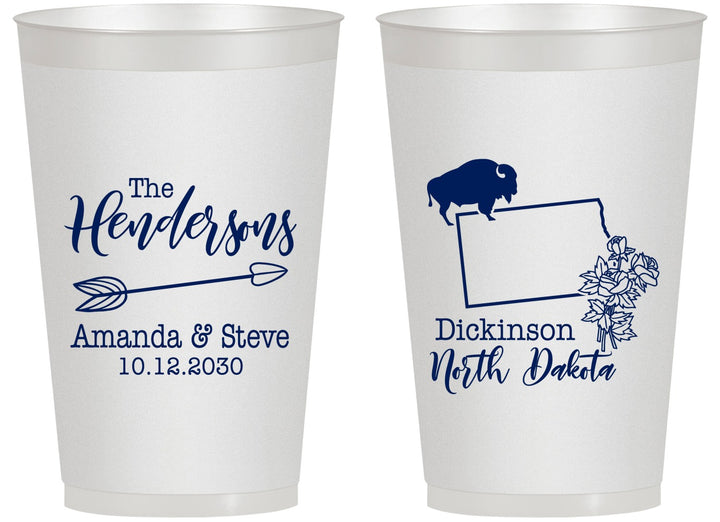 Personalized Wedding 14 oz Frosted Cups - North Dakota | 183