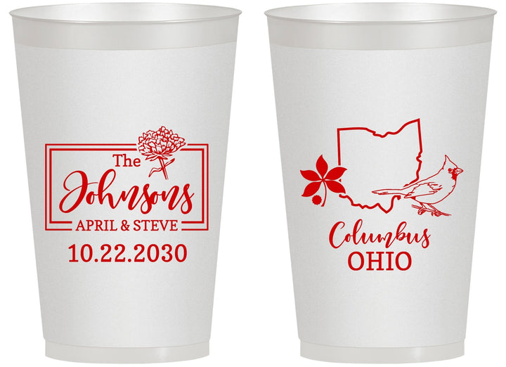 Personalized Wedding 14 oz Frosted Cups - Ohio | 184