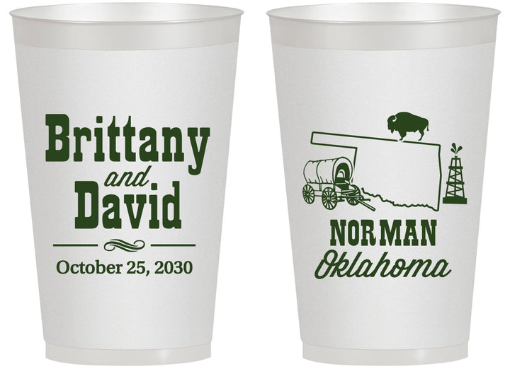 Personalized Wedding 14 oz Frosted Cups - Oklahoma | 185