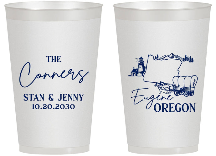 Personalized Wedding 14 oz Frosted Cups - Oregon | 186