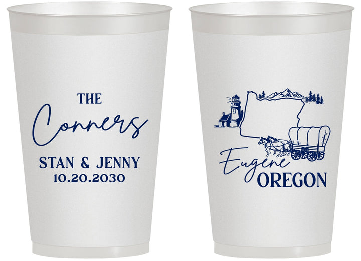 Personalized Wedding 14 oz Frosted Cups - Oregon | 186