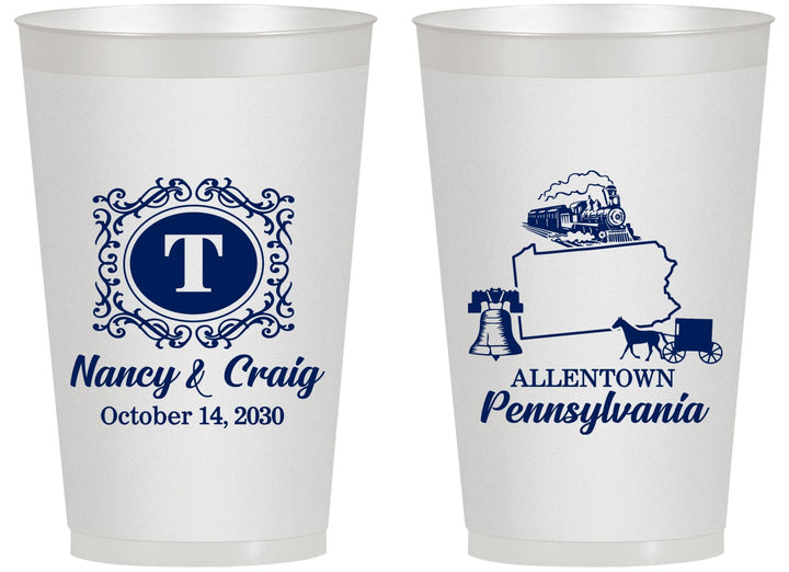 Personalized Wedding 14 oz Frosted Cups - Pennsylvania | 187