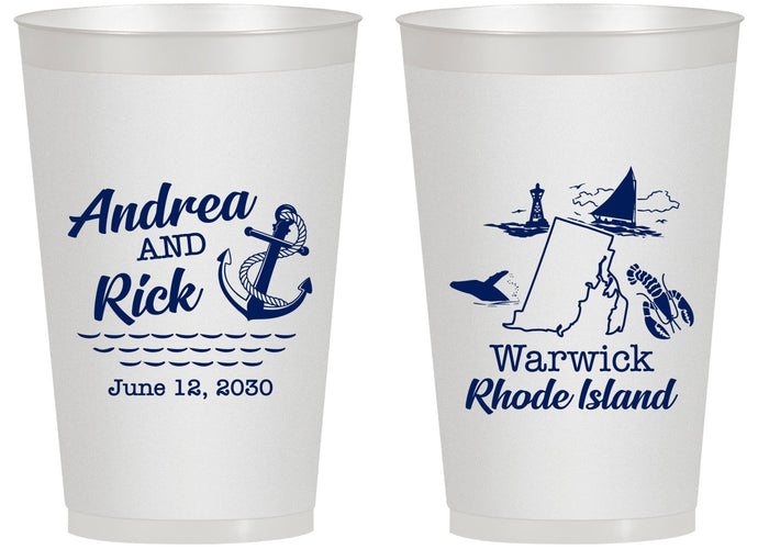 Personalized Wedding 14 oz Frosted Cups - Rhode Island | 188