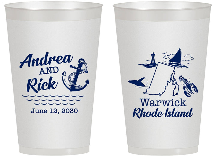 Personalized Wedding 14 oz Frosted Cups - Rhode Island | 188