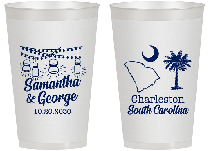 Personalized Wedding 14 oz Frosted Cups - South Carolina | 189