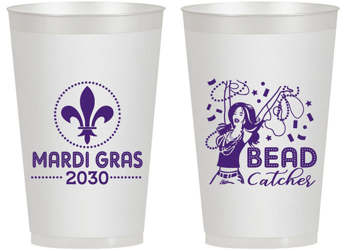 Personalized Mardi Gras 14 oz Frosted Cups - Bead Catcher Nola | 190000