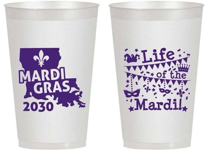 Personalized Mardi Gras 14 oz Frosted Cups - Life Of The Mardi | 190001
