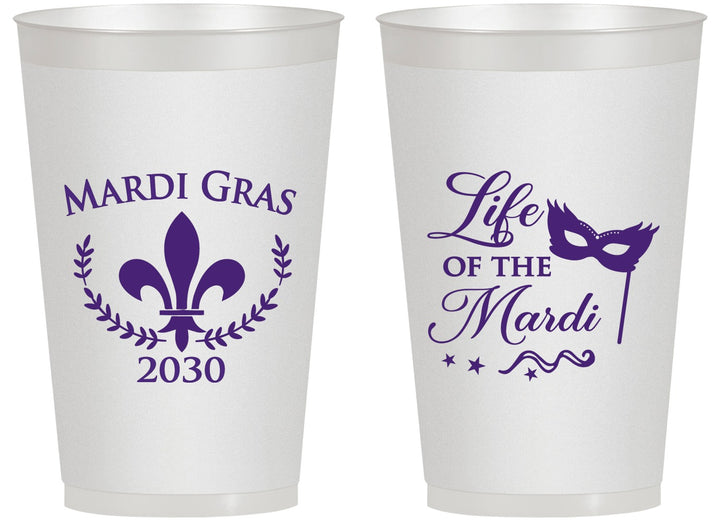 Personalized Mardi Gras 14 oz Frosted Cups - Life Of The Mardi | 190004