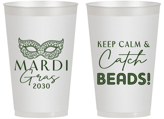 Personalized Mardi Gras 14 oz Frosted Cups - Beads Nola | 190007