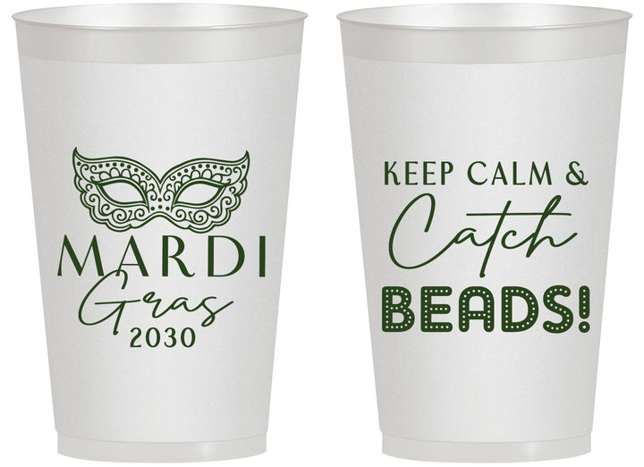 Personalized Mardi Gras 14 oz Frosted Cups - Beads Nola | 190007