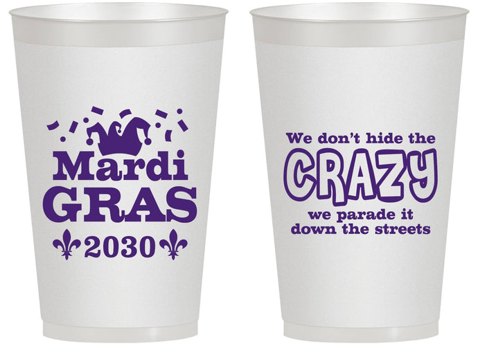 Personalized Mardi Gras 14 oz Frosted Cups - Fleur De Lis | 190009