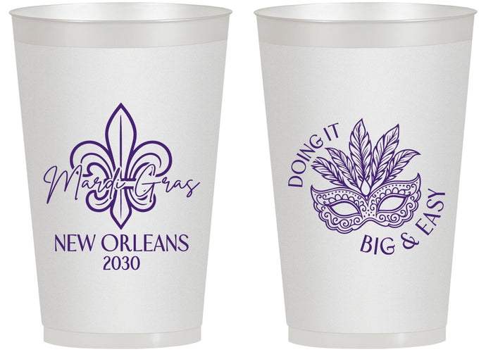 Personalized Mardi Gras 14 oz Frosted Cups - Fleur De Lis | 190010