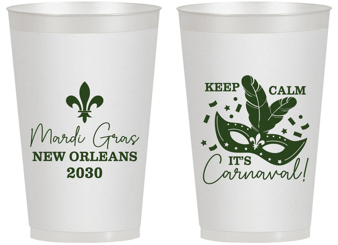 Personalized Mardi Gras 14 oz Frosted Cups - Fleur De Lis Carnaval | 190011